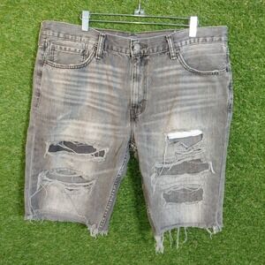 Levi's‎ Distressed Gray Denim Shorts Mens Cut Off Ripped Size 40